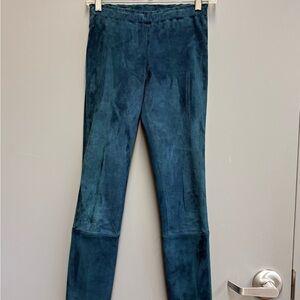 Stouls 2014 XS Teal Blue Lamb Leather Stretch Pants Portugal Suede Feel